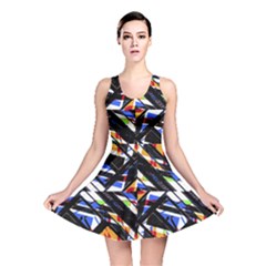 Multicolor Geometric Abstract Pattern Reversible Skater Dress by dflcprints