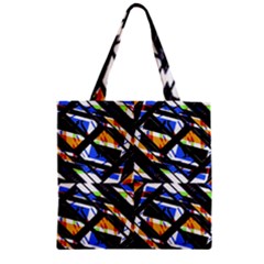 Multicolor Geometric Abstract Pattern Zipper Grocery Tote Bag