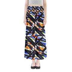 Multicolor Geometric Abstract Pattern Full Length Maxi Skirt by dflcprints