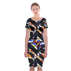 Multicolor Geometric Abstract Pattern Classic Short Sleeve Midi Dress by dflcprints