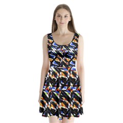 Multicolor Geometric Abstract Pattern Split Back Mini Dress  by dflcprints