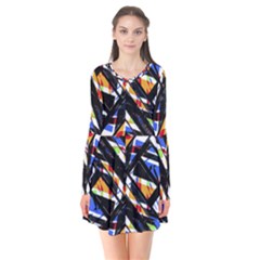 Multicolor Geometric Abstract Pattern Flare Dress by dflcprints