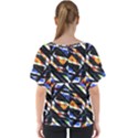 Multicolor Geometric Abstract Pattern V-Neck Dolman Drape Top View2