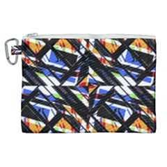 Multicolor Geometric Abstract Pattern Canvas Cosmetic Bag (xl) by dflcprints