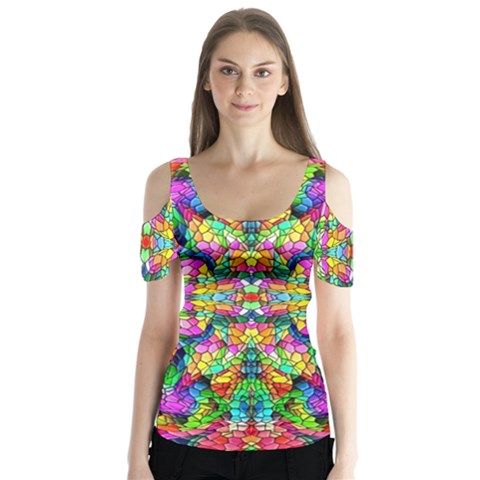 Pattern-854 Butterfly Sleeve Cutout Tee  by ArtworkByPatrick