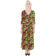 Pattern-3 Quarter Sleeve Wrap Maxi Dress