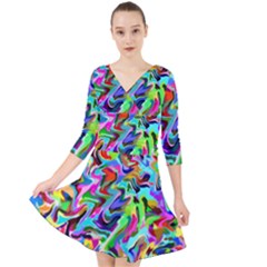 Artwork By Patrick-pattern-9 Quarter Sleeve Front Wrap Dress