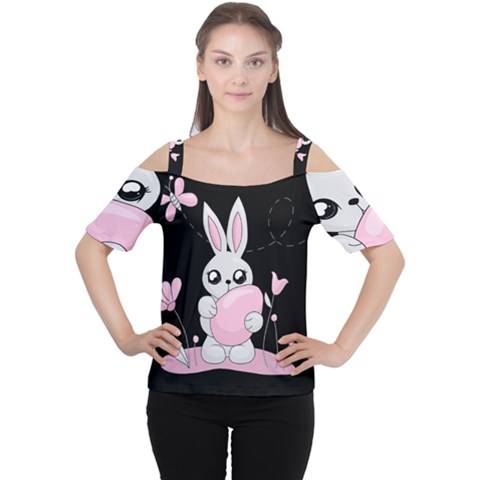 Easter Bunny  Cutout Shoulder Tee by Valentinaart