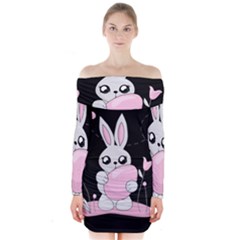 Easter Bunny  Long Sleeve Off Shoulder Dress by Valentinaart