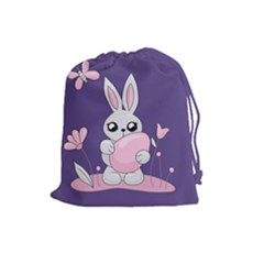 Easter Bunny  Drawstring Pouches (large)  by Valentinaart