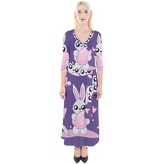 Easter Bunny  Quarter Sleeve Wrap Maxi Dress by Valentinaart