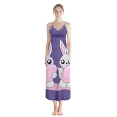 Easter Bunny  Button Up Chiffon Maxi Dress by Valentinaart