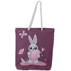 Easter Bunny  Full Print Rope Handle Tote (large) by Valentinaart