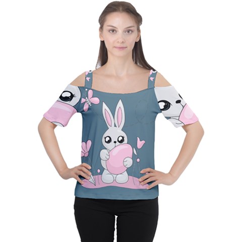 Easter Bunny  Cutout Shoulder Tee by Valentinaart