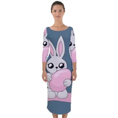 Easter Bunny  Quarter Sleeve Midi Bodycon Dress by Valentinaart