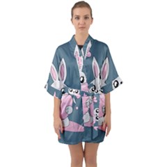 Easter Bunny  Quarter Sleeve Kimono Robe by Valentinaart