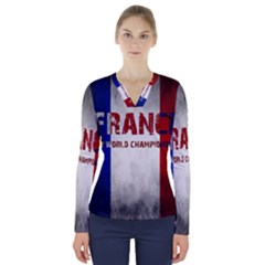 Football World Cup V-neck Long Sleeve Top by Valentinaart