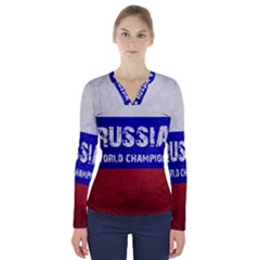 Football World Cup V-neck Long Sleeve Top by Valentinaart