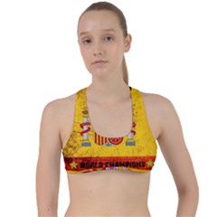 Football World Cup Criss Cross Racerback Sports Bra by Valentinaart