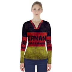 Football World Cup V-neck Long Sleeve Top by Valentinaart