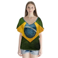 Football World Cup V-neck Flutter Sleeve Top by Valentinaart