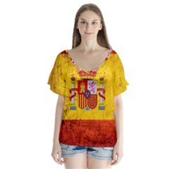 Football World Cup V-neck Flutter Sleeve Top by Valentinaart