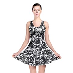 Black And White Abstract Texture Reversible Skater Dress by dflcprints