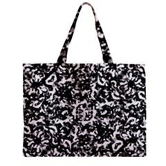 Black And White Abstract Texture Zipper Mini Tote Bag by dflcprints