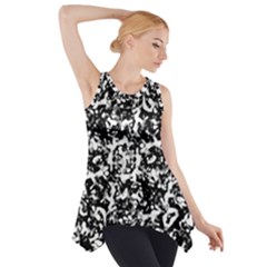 Black And White Abstract Texture Side Drop Tank Tunic by dflcprints