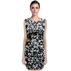 Black And White Abstract Texture Classic Sleeveless Midi Dress by dflcprints