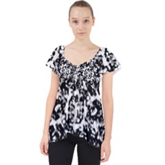 Black And White Abstract Texture Lace Front Dolly Top by dflcprints