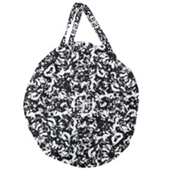 Black And White Abstract Texture Giant Round Zipper Tote by dflcprints