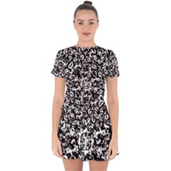 Black And White Abstract Texture Drop Hem Mini Chiffon Dress by dflcprints