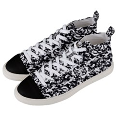 Black And White Abstract Texture Men s Mid-top Canvas Sneakers by dflcprints