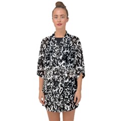 Black And White Abstract Texture Half Sleeve Chiffon Kimono