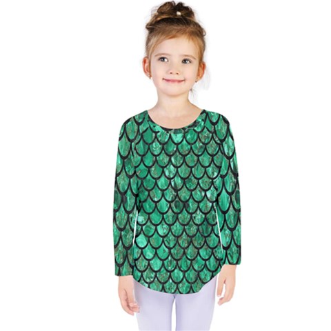 Mermaid Fish Scale Kids  Long Sleeve Tee by quinncafe82