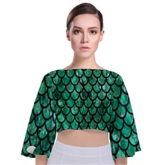 Mermaid Fish Scale Tie Back Butterfly Sleeve Chiffon Top