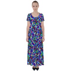 Pattern-10 High Waist Short Sleeve Maxi Dress