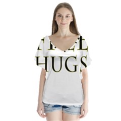 Freehugs V-neck Flutter Sleeve Top