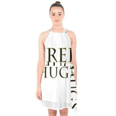 Freehugs Halter Collar Waist Tie Chiffon Dress by cypryanus