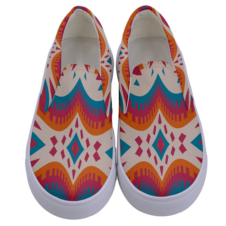 Symmetric distorted shapes                        Kids  Canvas Slip Ons