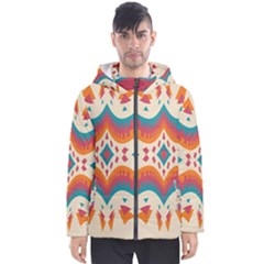 Symmetric Distorted Shapes                              Men s Hooded Puffer Jacket