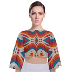 Symmetric Distorted Shapes                       Tie Back Butterfly Sleeve Chiffon Top by LalyLauraFLM