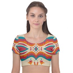 Symmetric Distorted Shapes                           Velvet Short Sleeve Crop Top by LalyLauraFLM