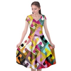 Colorful shapes                 Cap Sleeve Wrap Front Dress