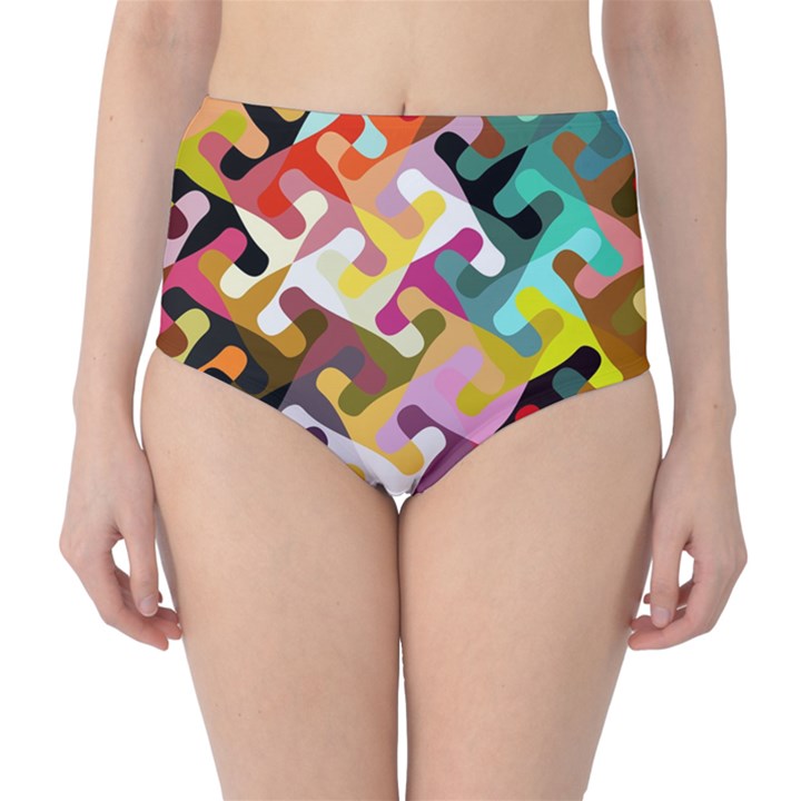 Colorful shapes                               High-Waist Bikini Bottoms