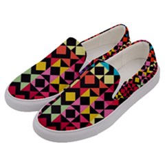 Colorful Rhombus And Triangles                           Men s Canvas Slip Ons by LalyLauraFLM