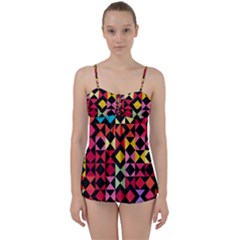 Colorful Rhombus And Triangles                          Babydoll Tankini Set by LalyLauraFLM