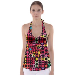 Colorful Rhombus And Triangles                                    Babydoll Tankini Top by LalyLauraFLM