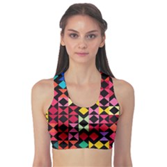 Colorful Rhombus And Triangles                          Women s Sports Bra by LalyLauraFLM